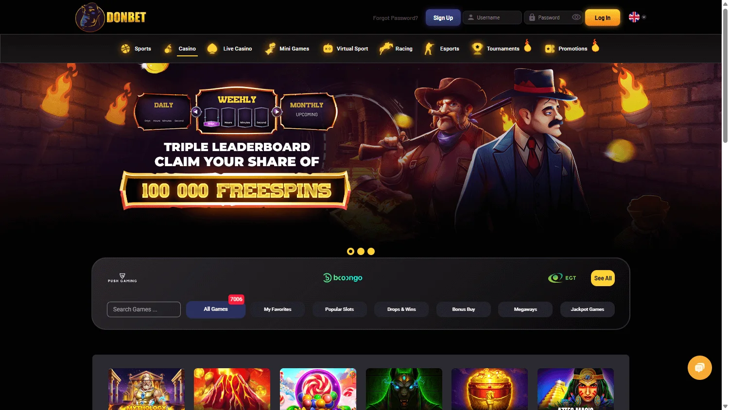 Donbet Casino desktop games area